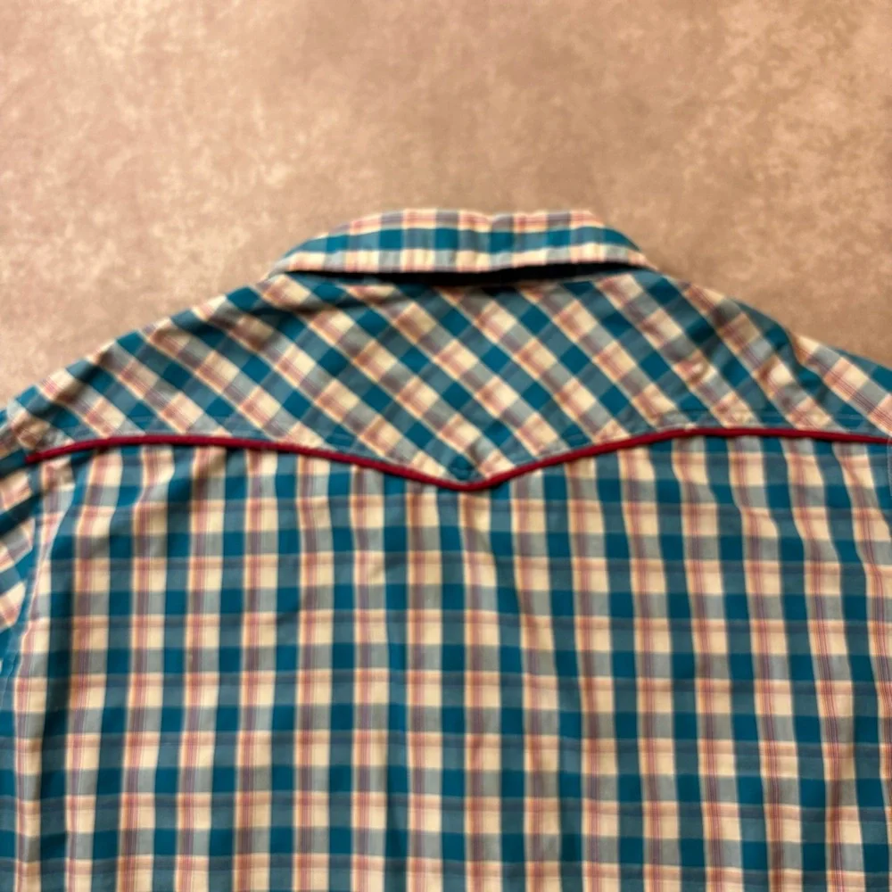 Bit & Bridle Plaid Western Embroidered Pearl Snap Button Down‎ Shirt Size Large